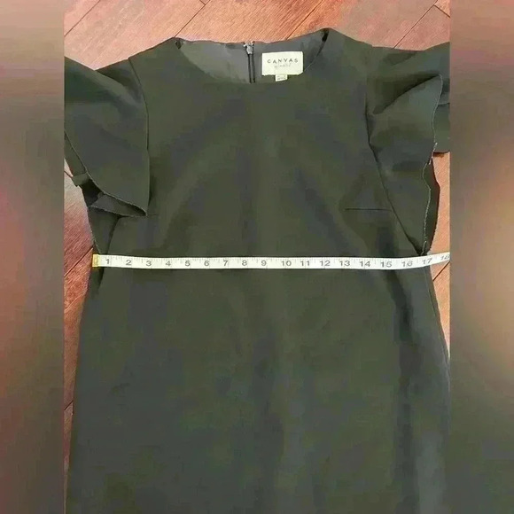 Canvas By Lands End Little Black Dress Size 4 Flutter Sleeve - Picture 4 of 7